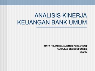 ANALISIS KINERJA KEUANGAN BANK UMUM