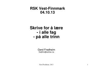 RSK Vest-Finnmark 04.10.13