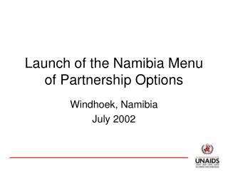 Launch of the Namibia Menu of Partnership Options