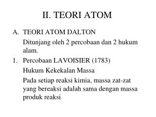 II. TEORI ATOM