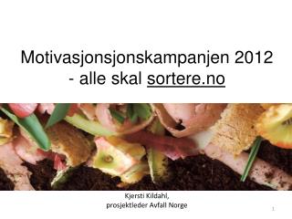 Motivasjonsjonskampanjen 2012 - alle skal sortere.no Kjersti Kildahl,