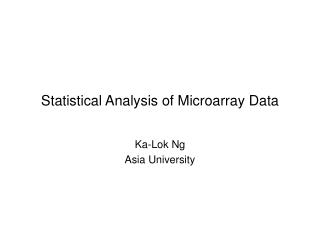 Statistical Analysis of Microarray Data