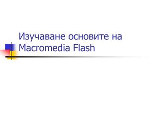 Изучаване основите на Macromedia Flash