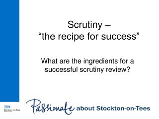 Scrutiny – “the recipe for success”