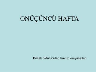 ONÜÇÜNCÜ HAFTA