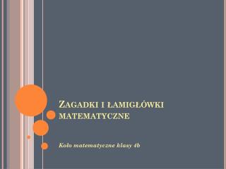 Zagadki i łamigłówki matematyczne