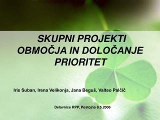 SKUPNI PROJEKTI OBMOČJA IN DOLOČANJE PRIORITET