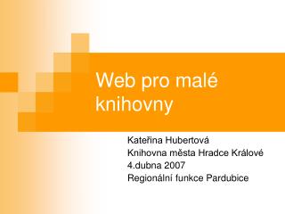 Web pro malé knihovny