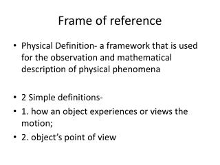 Frame of reference