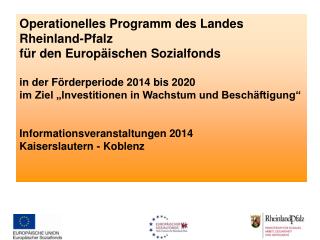 Operationelles Programm des Landes Rheinland-Pfalz für den Europäischen Sozialfonds