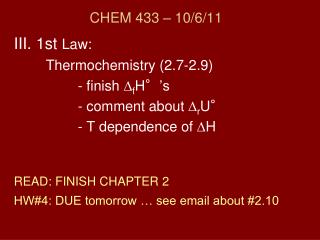 CHEM 433 – 10/6/11