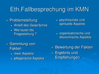 Eth.Fallbesprechung im KMN