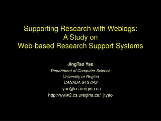 Supporting Research with Weblogs: A Study on Web-based Research Support Systems