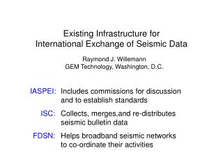 Existing Infrastructure for International Exchange of Seismic Data