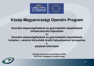 Horváth Zsuzsanna és Ambrus Olívia 	VÁTI Kht. Budapesti Területi Iroda