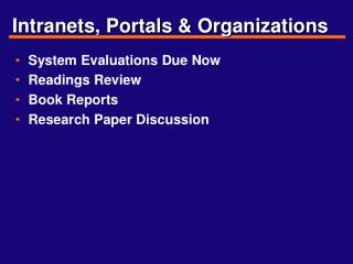 Intranets, Portals &amp; Organizations