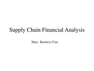 Supply Chain Financial Analysis