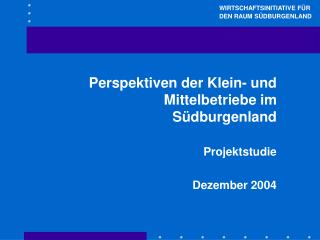 Perspektiven der Klein- und Mittelbetriebe im Südburgenland Projektstudie Dezember 2004