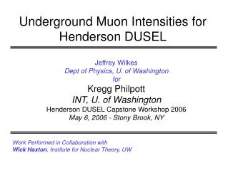 Underground Muon Intensities for Henderson DUSEL