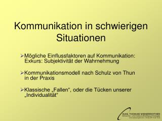 Kommunikation in schwierigen Situationen