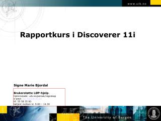 Rapportkurs i Discoverer 11i