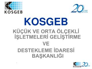 KOSGEB KÜÇÜK VE ORTA ÖLÇEKLİ İŞLETMELERİ GELİŞTİRME VE DESTEKLEME İDARESİ BAŞKANLIĞI