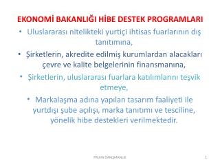EKONOMİ BAKANLIĞI HİBE DESTEK PROGRAMLARI