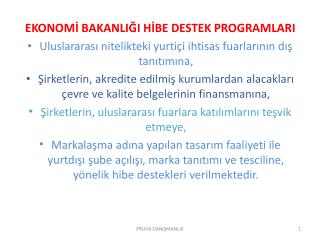 EKONOMİ BAKANLIĞI HİBE DESTEK PROGRAMLARI