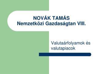 NOVÁK TAMÁS Nemzetközi Gazdaságtan VIII.