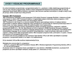 UVOD V VIZUALNO PROGRAMIRANJE