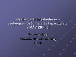 Családbarát intézkedések - esélyegyenlőségi terv és tapasztalatai a MÁV ZRt-nél