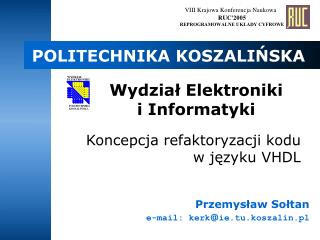 Koncepcja refaktoryzacji kodu w języku VHDL