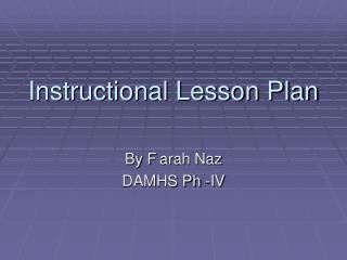 Instructional Lesson Plan