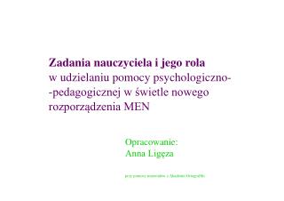 Zadania nauczyciela i jego rola