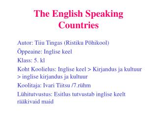 The English Speaking Countries