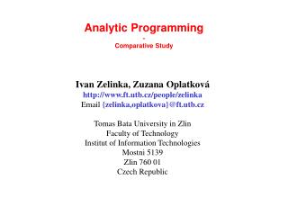 Analytic Programming - Comparative Study