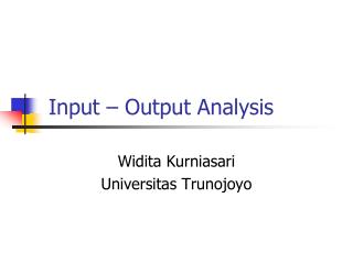 Input – Output Analysis