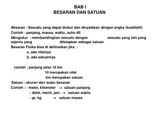 BAB I BESARAN DAN SATUAN