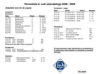 Terminliste IL Leik skiavdelinga 2008 / 2009