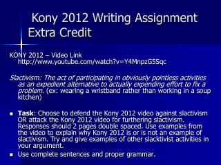 Kony 2012 Writing Assignment Extra Credit