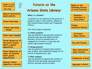 Patents at the State Library Main Page