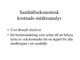 Samhällsekonomisk kostnads-intäktsanalys