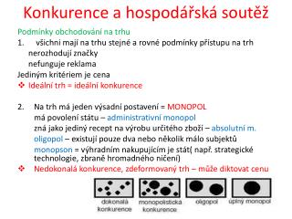 Konkurence a hospodářská soutěž