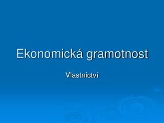 Ekonomická gramotnost