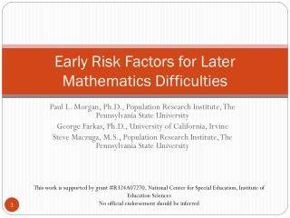 Early Risk Factors for Later Mathematics Difficulties