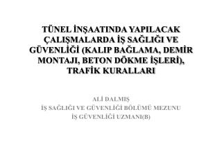 ALİ DALMIŞ İŞ SAĞLIĞI VE GÜVENLİĞİ BÖLÜMÜ MEZUNU İŞ GÜVENLİĞİ UZMANI(B)