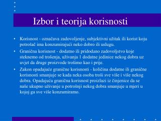 Izbor i teorija korisnosti