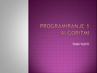 Programiranje 1 algoritmi