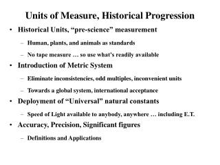 Units of Measure, Historical Progression