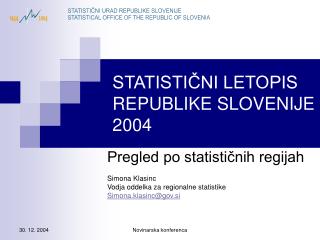 STATISTIČNI LETOPIS REPUBLIKE SLOVENIJE 2004